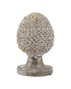 Stone Effect Pinecone Ornament With Gold Accents
